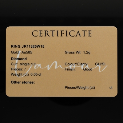 Fehér arany gyűrű 55-ös méret (JR11325W15-55)